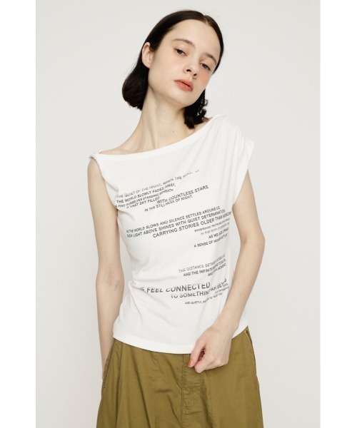 SLY(スライ)の「ONE SHOULDER ASYMMETRY TOPS ワンショルダーアシンメトリートップス 夏服(Tシャツ/カットソー・レディース・マルチ/オフホワイト/ブラウン・FREE)」の4枚目の写真