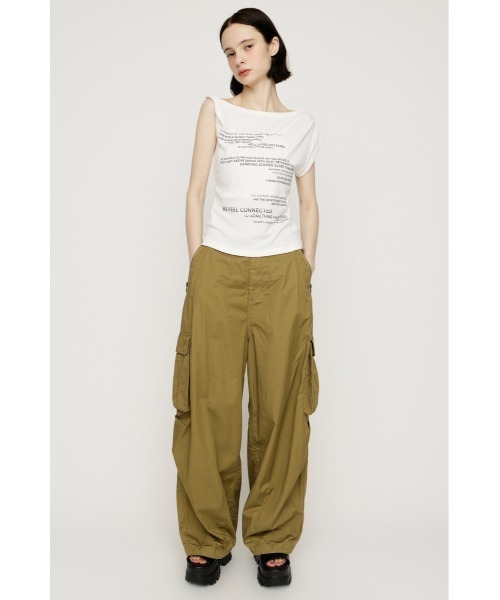SLY(スライ)の「ONE SHOULDER ASYMMETRY TOPS ワンショルダーアシンメトリートップス 夏服(Tシャツ/カットソー・レディース・マルチ/オフホワイト/ブラウン・FREE)」の5枚目の写真