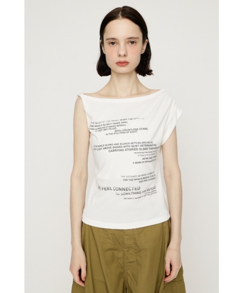 SLY(スライ)の「ONE SHOULDER ASYMMETRY TOPS ワンショルダーアシンメトリートップス 夏服(Tシャツ/カットソー・レディース・マルチ/オフホワイト/ブラウン・FREE)」の6枚目の写真