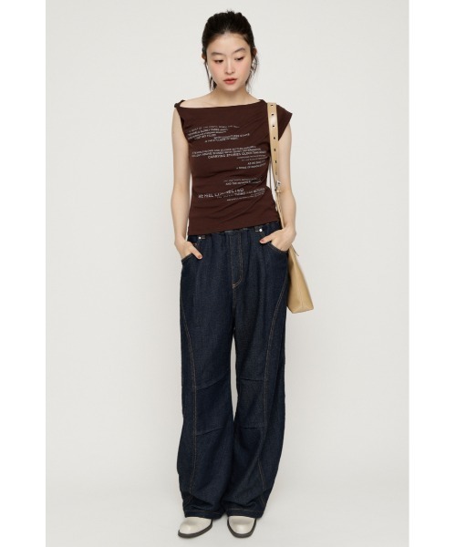 SLY(スライ)の「ONE SHOULDER ASYMMETRY TOPS ワンショルダーアシンメトリートップス 夏服(Tシャツ/カットソー・レディース・マルチ/オフホワイト/ブラウン・FREE)」の14枚目の写真
