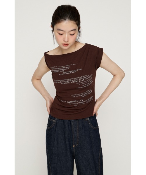 SLY(スライ)の「ONE SHOULDER ASYMMETRY TOPS ワンショルダーアシンメトリートップス 夏服(Tシャツ/カットソー・レディース・マルチ/オフホワイト/ブラウン・FREE)」の15枚目の写真
