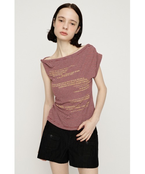 SLY(スライ)の「ONE SHOULDER ASYMMETRY TOPS ワンショルダーアシンメトリートップス 夏服(Tシャツ/カットソー・レディース・マルチ/オフホワイト/ブラウン・FREE)」の18枚目の写真