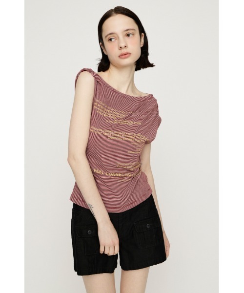 SLY(スライ)の「ONE SHOULDER ASYMMETRY TOPS ワンショルダーアシンメトリートップス 夏服(Tシャツ/カットソー・レディース・マルチ/オフホワイト/ブラウン・FREE)」の20枚目の写真
