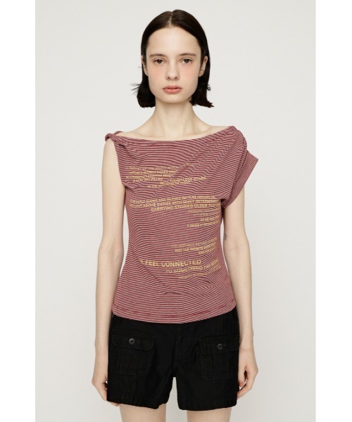 SLY(スライ)の「ONE SHOULDER ASYMMETRY TOPS ワンショルダーアシンメトリートップス 夏服(Tシャツ/カットソー・レディース・マルチ/オフホワイト/ブラウン・FREE)」の21枚目の写真