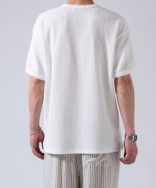 OXA(オグザ)の「ベロア調 半袖ヘンリーネックTシャツ カットソー OXA(Tシャツ/カットソー・メンズ・ブラック/ホワイト・FREE)」の11枚目の写真
