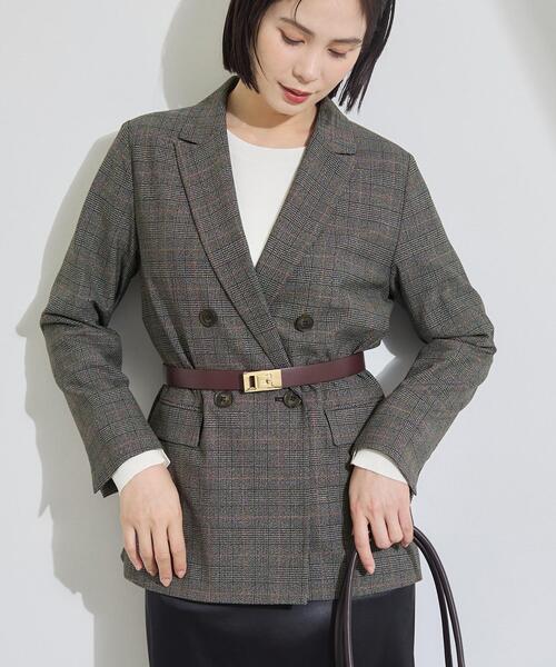 INDIVI(インディヴィ)の「【洗濯機OK/ストレッチ◎】秋はじめのダブルジャケット(テーラードジャケット・レディース・キャメル/チャコールグレー/ブラウン系その他・40/38/36/15 /13/05/03/19)」の1枚目の写真