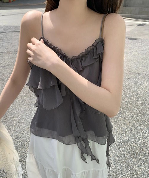 FAVORITO(ファヴォリート)の「フリルキャミソール(キャミソール・レディース・ホワイト/ブラック/グレー・F)」の17枚目の写真