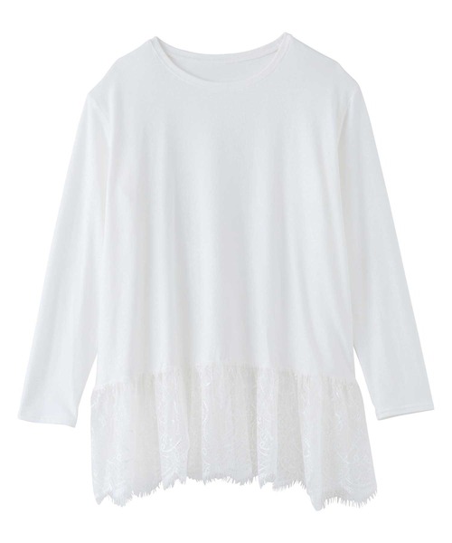 GeeRA（ジーラ）の「裾レース＆チュールドッキングロンＴ（Tシャツ/カットソー・レディース・ホワイト系その他2/ホワイト系その他/ブラック系その他/ブラック系その他2・X-LARGE/LARGE/MEDIUM）」の19枚目の写真