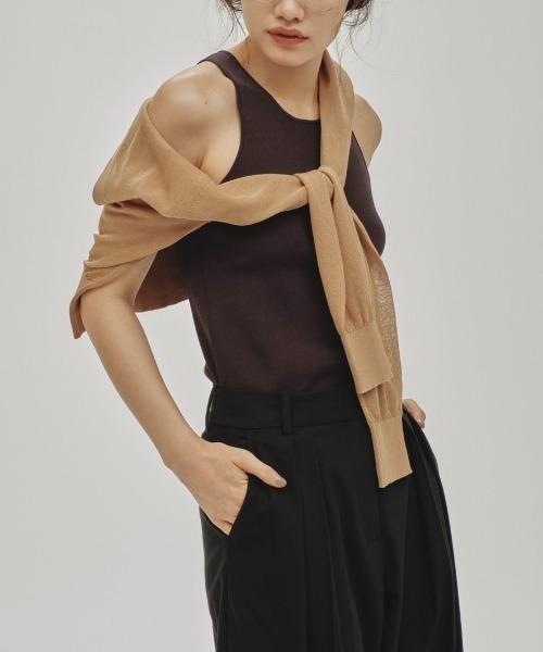 TODAYFUL（トゥデイフル）の「【TODAYFUL/トゥデイフル】Highgauge Knit Tanktop/ハイゲージニットタンクトップ（タンクトップ・レディース・イエロー/ダークグレー・FREE）」の2枚目の写真