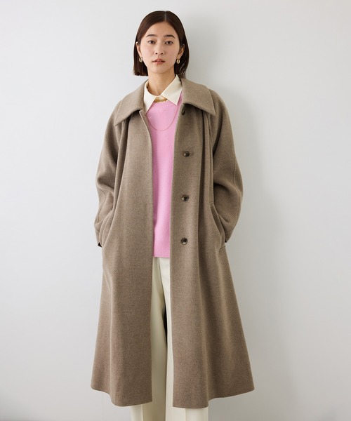 ROPE'(ロペ)の「カシミヤブレンドリバーステンカラーコート(ロング丈)(ステンカラーコート・レディース・ダークブラウン/ベージュ系その他2・FREE)」の2枚目の写真