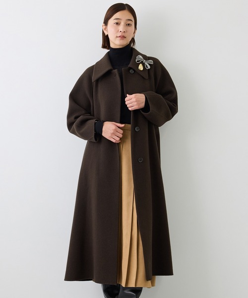 ROPE'(ロペ)の「カシミヤブレンドリバーステンカラーコート(ロング丈)(ステンカラーコート・レディース・ダークブラウン/ベージュ系その他2・FREE)」の21枚目の写真