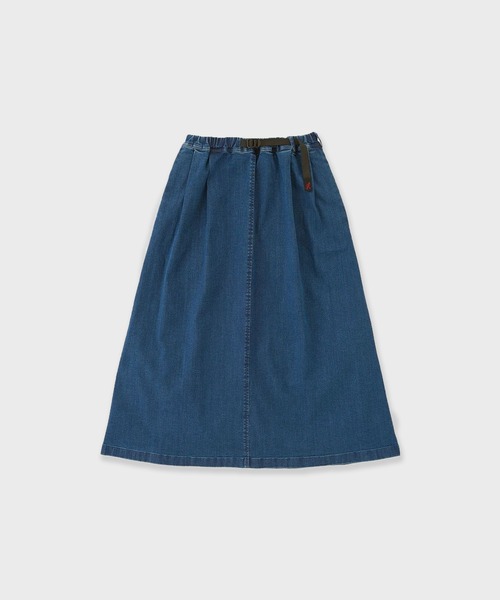 Gramicci（グラミチ）の「Gramicci / RETCH DENIM LONG FLARE SKIRT / GLSK6-SJP006 秋服 冬服（デニムスカート・レディース・ワンウォッシュ/ダークブルー・M/S/L）」の3枚目の写真