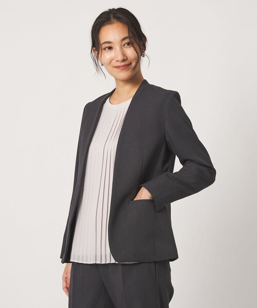 A DAY IN THE LIFE UNITED ARROWS（アデイインザライフユナイテッドアローズ）の「グレンチェック Vネックジャケット ‐セットアップ対応・ウォッシャブル‐ ＜A DAY IN THE LIFE＞（Tシャツ/カットソー・レディース・ロイヤルブルー/ダークグレー/モカ・38/36/40）」の4枚目の写真