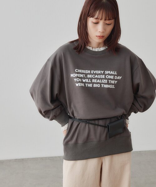 DISCOAT(ディスコート)の「【WEB限定】レース付メッセージロゴ裏毛スウェット(スウェット・レディース・チャコールグレー/ネイビー/グレー/ブラウン・FREE)」の12枚目の写真