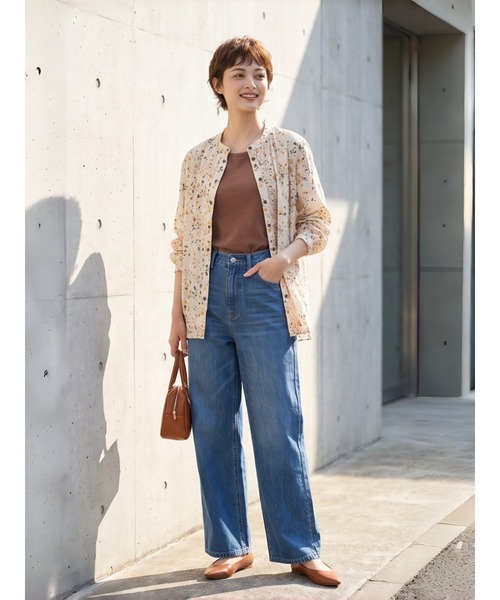 Sew loop（ソーループ）の「綿100％リーフ柄プリント前立てフリル長袖ブラウス（シャツ/ブラウス・レディース・ベージュ・L/M）」の12枚目の写真