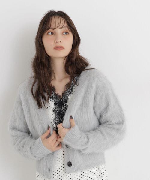 NATURAL BEAUTY BASIC(ナチュラルビューティーベーシック)の「シャギーニットカーディガン(カーディガン/ボレロ・レディース・グレー/ブルー/オフホワイト・FREE)」の7枚目の写真