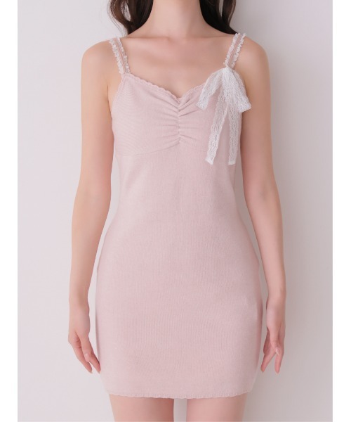 M me eme(エムミーエメ)の「Lace cami ensemble knit onepiece(eme11126)(セットアップ・レディース・ピンク/アイボリー/レッド・FREE)」の18枚目の写真
