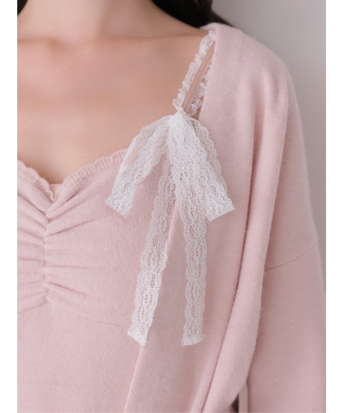 M me eme(エムミーエメ)の「Lace cami ensemble knit onepiece(eme11126)(セットアップ・レディース・ピンク/アイボリー/レッド・FREE)」の21枚目の写真
