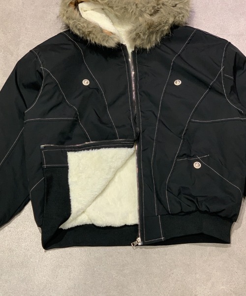 link lot（リンクロット）の「【26年秋冬新作アイテム】フェイクファーボンバージャケット（MA-1・メンズ・カーキ/ブラック・M）」の10枚目の写真