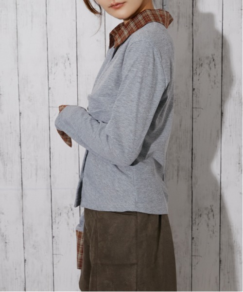 GORGE（ゴージ）の「チェック切替 フロントギャザーシャツ｜全3色（シャツ/ブラウス・レディース・杢グレー/ブラック/オフホワイト・F）」の15枚目の写真