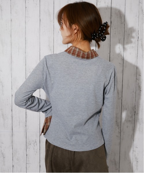 GORGE（ゴージ）の「チェック切替 フロントギャザーシャツ｜全3色（シャツ/ブラウス・レディース・杢グレー/ブラック/オフホワイト・F）」の16枚目の写真