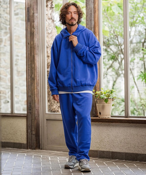 CAMBIO(カンビオ)の「mpa4226-Quilt Jacquard Zip Hoodie ジップパーカー(CAM26AW-012)(パーカー・メンズ・ブルー/ブラック/チャコール・S/L/M)」の6枚目の写真