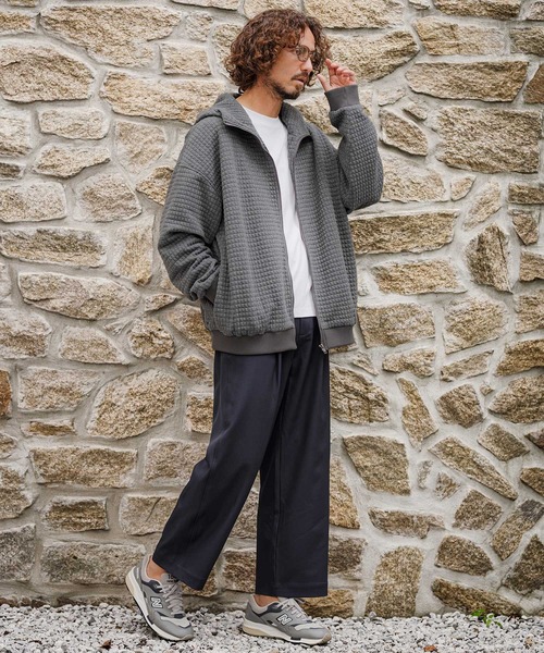 CAMBIO(カンビオ)の「mpa4226-Quilt Jacquard Zip Hoodie ジップパーカー(CAM26AW-012)(パーカー・メンズ・ブルー/ブラック/チャコール・S/L/M)」の16枚目の写真