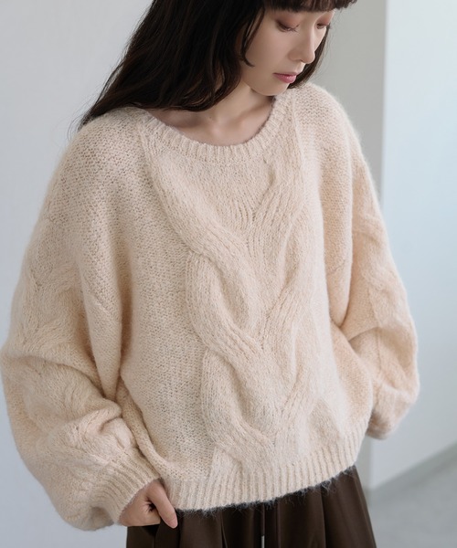 apres jour clair(アプレジュールクレア)の「【apres jour clair】ラメ杢ケーブルニット(ニット/セーター・レディース・ブラウン系その他/グレー系その他/アイボリー/ベージュ系その他・フリー/X-LARGE)」の2枚目の写真