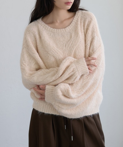 apres jour clair(アプレジュールクレア)の「【apres jour clair】ラメ杢ケーブルニット(ニット/セーター・レディース・ブラウン系その他/グレー系その他/アイボリー/ベージュ系その他・フリー/X-LARGE)」の5枚目の写真