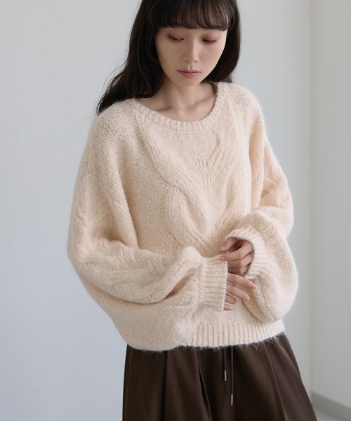 apres jour clair(アプレジュールクレア)の「【apres jour clair】ラメ杢ケーブルニット(ニット/セーター・レディース・ブラウン系その他/グレー系その他/アイボリー/ベージュ系その他・フリー/X-LARGE)」の6枚目の写真