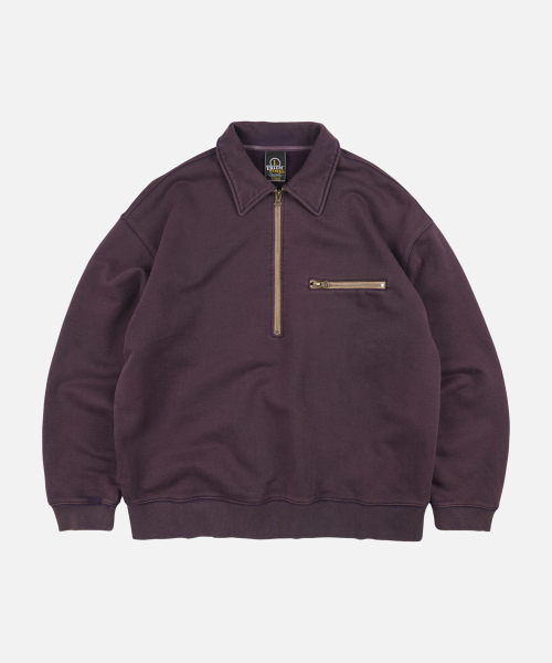 FRIZMWORKS(フリズムワークス)の「VINTAGE DYEING HALF ZIP SWEAT _ VINTAGE PURPLE(スウェット・メンズ・その他・SMALL/MEDIUM/LARGE/X-LARGE)」の1枚目の写真