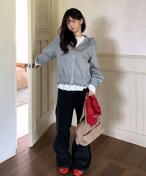 Ressaca(レサーカ)の「フリルジップパーカー(パーカー・レディース・グレー/ピンク・M)」の20枚目の写真