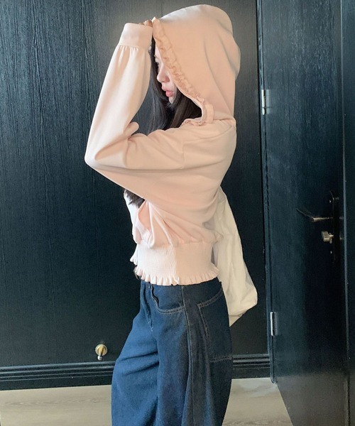 Ressaca(レサーカ)の「フリルジップパーカー(パーカー・レディース・グレー/ピンク・M)」の17枚目の写真