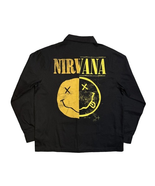 NIRVANA(ニルヴァーナ)の「NIRVANA / ニルヴァーナ NIRVANA UNISEX CASUAL SHIRT / NEVERMIND UK TOUR '91 / LOGOS SPLIT / IN UTERO LOGO ユニセックスカジュアルシャツ バンド ツアー ロゴ プリント 長袖 メンズ レディース 2026年 秋 秋服 冬 冬服(シャツ/ブラウス・メンズ・ブラック/ブラック系その他/カーキ・S/M/L/XL)」の2枚目の写真