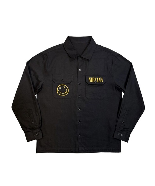 NIRVANA(ニルヴァーナ)の「NIRVANA / ニルヴァーナ NIRVANA UNISEX CASUAL SHIRT / NEVERMIND UK TOUR '91 / LOGOS SPLIT / IN UTERO LOGO ユニセックスカジュアルシャツ バンド ツアー ロゴ プリント 長袖 メンズ レディース 2026年 秋 秋服 冬 冬服(シャツ/ブラウス・メンズ・ブラック/ブラック系その他/カーキ・S/M/L/XL)」の5枚目の写真