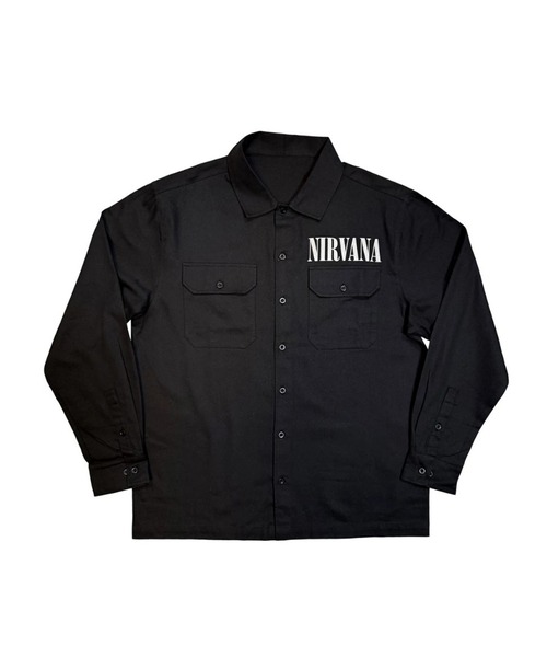 NIRVANA(ニルヴァーナ)の「NIRVANA / ニルヴァーナ NIRVANA UNISEX CASUAL SHIRT / NEVERMIND UK TOUR '91 / LOGOS SPLIT / IN UTERO LOGO ユニセックスカジュアルシャツ バンド ツアー ロゴ プリント 長袖 メンズ レディース 2026年 秋 秋服 冬 冬服(シャツ/ブラウス・メンズ・ブラック/ブラック系その他/カーキ・S/M/L/XL)」の6枚目の写真