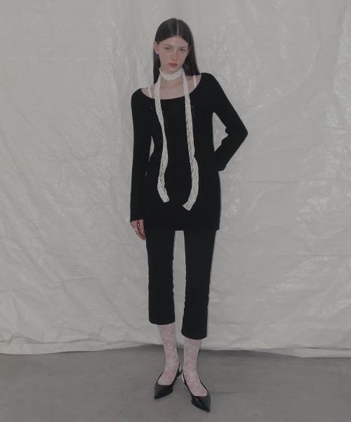 GROWHIDE(グロウハイド)の「アミュ デミジ シースルーボート ロング長袖ニット_ブラック(ニット/セーター・レディース・ブラック・FREE)」の4枚目の写真