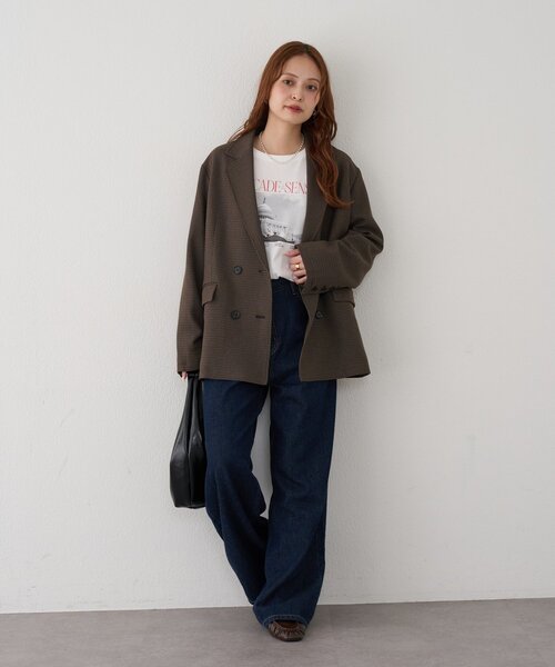 DISCOAT(ディスコート)の「モノクロフォトロゴTシャツ(Tシャツ/カットソー・レディース・チャコールグレー/オフホワイト/ベージュ系その他・FREE)」の14枚目の写真