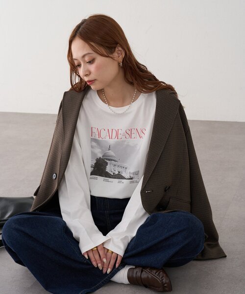 DISCOAT(ディスコート)の「モノクロフォトロゴTシャツ(Tシャツ/カットソー・レディース・チャコールグレー/オフホワイト/ベージュ系その他・FREE)」の11枚目の写真