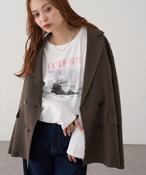 DISCOAT(ディスコート)の「モノクロフォトロゴTシャツ(Tシャツ/カットソー・レディース・チャコールグレー/オフホワイト/ベージュ系その他・FREE)」の12枚目の写真