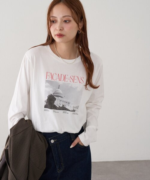DISCOAT(ディスコート)の「モノクロフォトロゴTシャツ(Tシャツ/カットソー・レディース・チャコールグレー/オフホワイト/ベージュ系その他・FREE)」の13枚目の写真