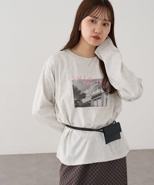 DISCOAT(ディスコート)の「モノクロフォトロゴTシャツ(Tシャツ/カットソー・レディース・チャコールグレー/オフホワイト/ベージュ系その他・FREE)」の16枚目の写真