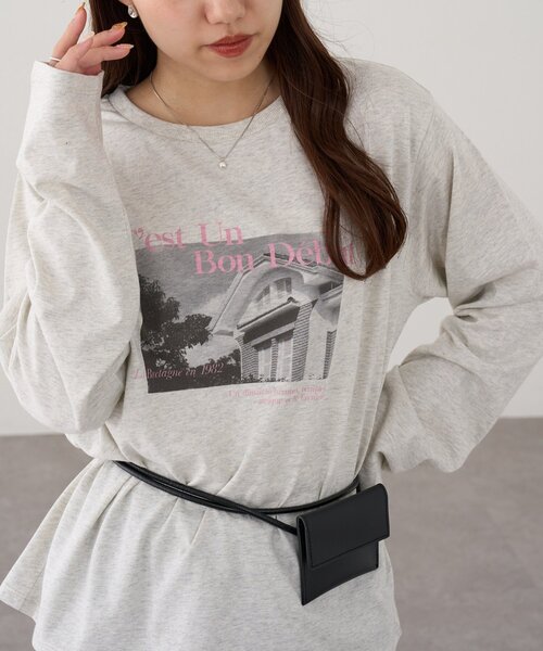 DISCOAT(ディスコート)の「モノクロフォトロゴTシャツ(Tシャツ/カットソー・レディース・チャコールグレー/オフホワイト/ベージュ系その他・FREE)」の17枚目の写真