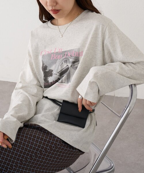 DISCOAT(ディスコート)の「モノクロフォトロゴTシャツ(Tシャツ/カットソー・レディース・チャコールグレー/オフホワイト/ベージュ系その他・FREE)」の18枚目の写真