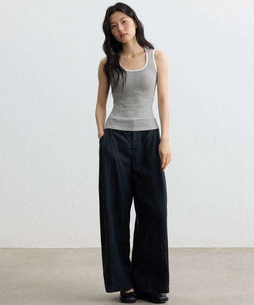 JOCOSA（ジョコサ）の「ウール混 ふんわり起毛 カップ付きタンクトップ（タンクトップ・レディース・ベージュ/ホワイト/チャコールグレー/グレー系その他・M/L）」の4枚目の写真