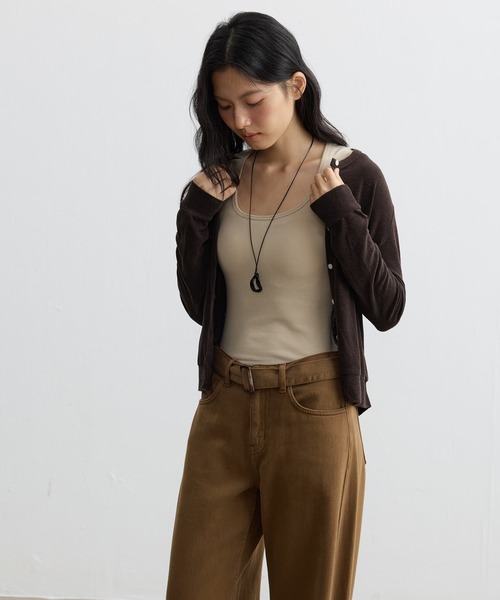 JOCOSA（ジョコサ）の「ウール混 ふんわり起毛 カップ付きタンクトップ（タンクトップ・レディース・ベージュ/ホワイト/チャコールグレー/グレー系その他・M/L）」の14枚目の写真