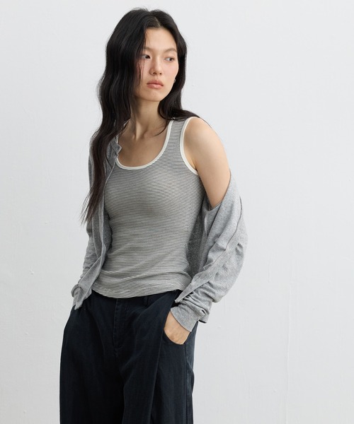 JOCOSA（ジョコサ）の「ウール混 ふんわり起毛 カップ付きタンクトップ（タンクトップ・レディース・ベージュ/ホワイト/チャコールグレー/グレー系その他・M/L）」の20枚目の写真