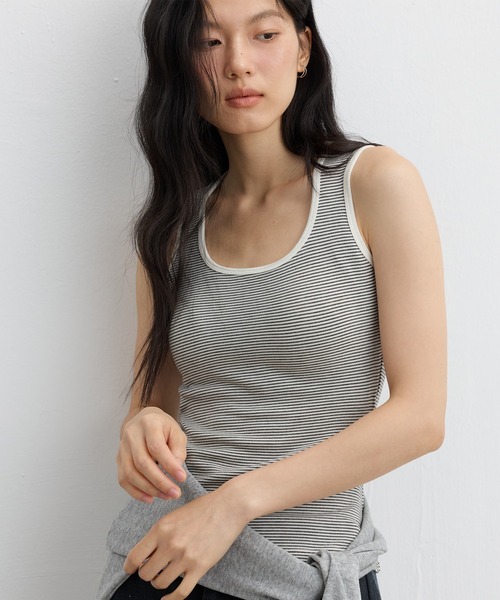 JOCOSA（ジョコサ）の「ウール混 ふんわり起毛 カップ付きタンクトップ（タンクトップ・レディース・ベージュ/ホワイト/チャコールグレー/グレー系その他・M/L）」の15枚目の写真
