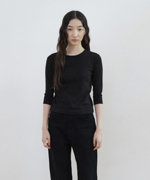 ベーシック7分袖スリムTシャツ ブラック