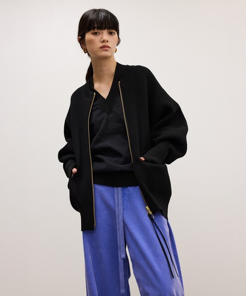 ADAM ET ROPE'(アダムエロペ)の「【WEB限定】・【定番】ジップニットカーディガン(カーディガン/ボレロ・レディース・ダークブラウン/ブラック/チャコールグレー・FREE)」の1枚目の写真